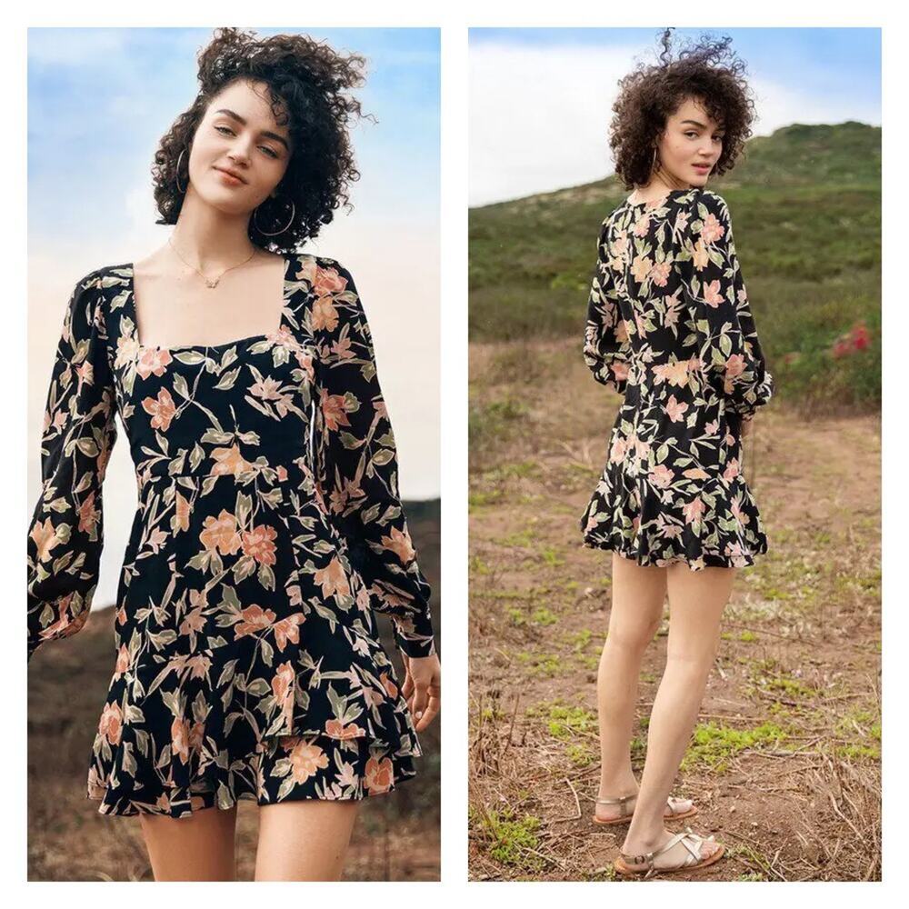 Yumi Kim Hey Jude Floral Black Mini Dress In Haze Night Size 6